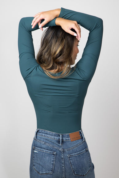 Long Sleeve Bodysuit for Women in Dark Green