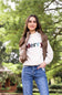 1897 Active Merry Chenille Patch Mock Neck Sweatshirt for Women in Beige