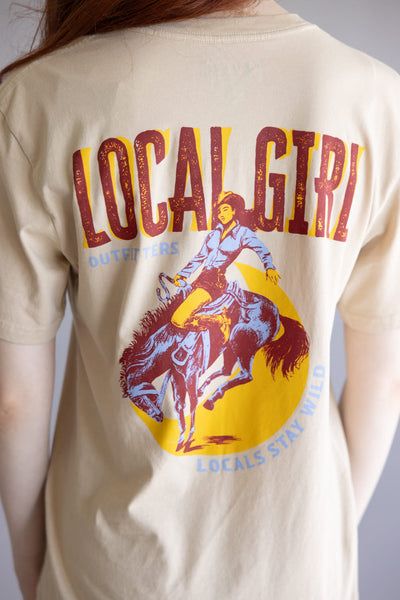 Local Girl Stay Wild T-Shirt for Women in Latte