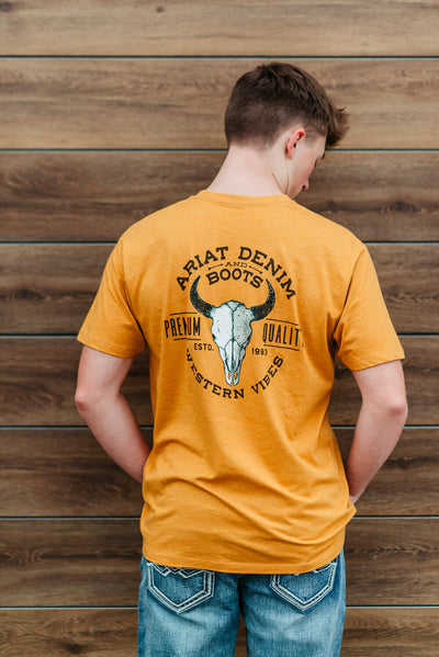 Ariat Bison Skull T-Shirt for Men in Buckhorn Orange