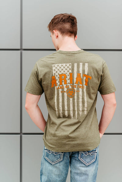 Ariat Western Vertical Flag T-Shirt for Men in Green