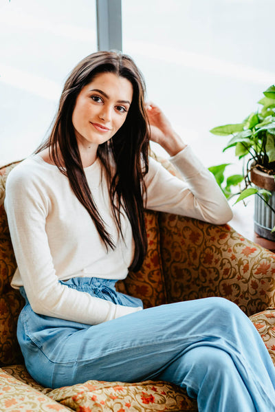 Basic Long Sleeve Top for Women in Oatmeal