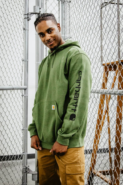 Carhartt Logo Sleeve Hoodie for Men in Green