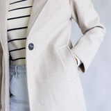 Love Tree One Button Long Coat for Women in Oatmeal