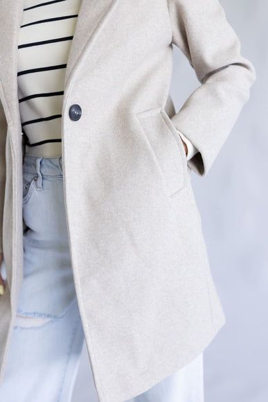 Love Tree One Button Long Coat for Women in Oatmeal