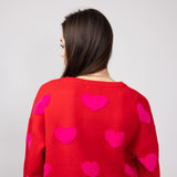 Miracle Multi Hearts Sweater for Women in Red