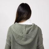 Miracle Textured Hooded Zip Sweater for Women in Sage