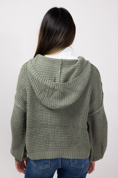 Miracle Textured Hooded Zip Sweater for Women in Sage