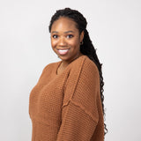 Miracle Waffle Cable Knit Sweater for Women in Camel