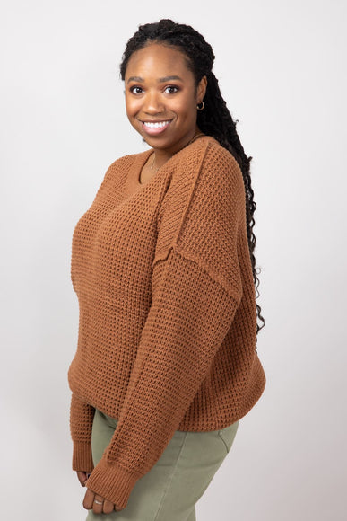 Miracle Waffle Cable Knit Sweater for Women in Camel