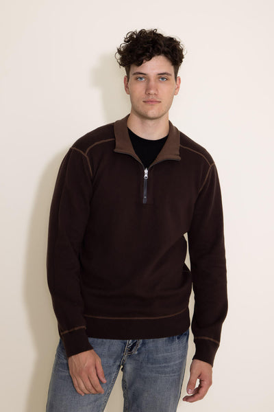North River Zip Neck Reversible Sweater for Men in Brown