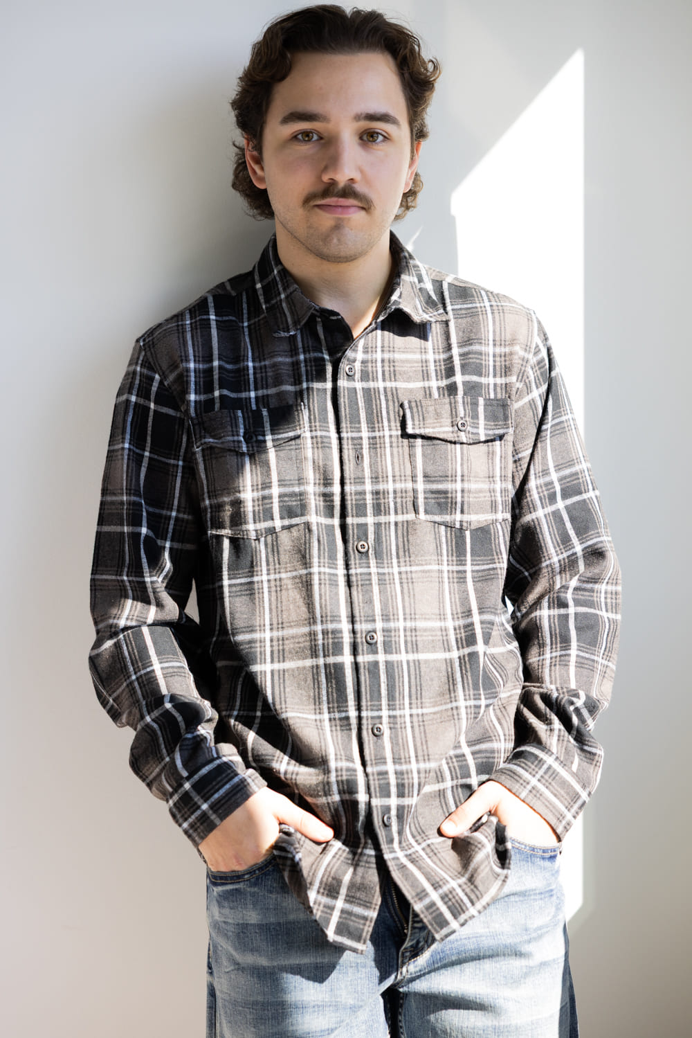 Plaid Flannel Shirt for Men in Black Brown | TT8281GL-BLACKBROWN