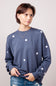 1897 Active Heart Embroidery Sweatshirt for Women in Blue