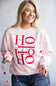 1897 Active HO HO HO Fleece Embroidered Sweatshirt for Women in Baby Pink