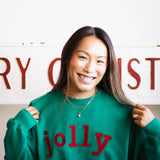 1897 Active Jolly Embroidered Fleece Sweatshirt for Women in Kelly Green