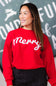 1897 Active Merry Patch Embroidered Fleece Sweatshirt for Women in Red