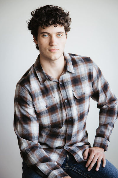 laid Flannel Shirt for Men in Grey Brown