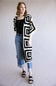 Square Pattern Crotchet Cardigan for Women in Ivory/Black