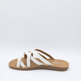 Soda Step Up Strappy Rhinestone Slides for Women in Pearl White