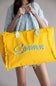 Summer Rope Canvas Tote Bag in Yellow/Blue
