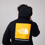 The North Face Box Logo Hoodie for Men in Black/Yellow