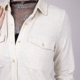 Thread & Supply Cassin Soft Luxe Button Up Shirt in Heather Oatmeal