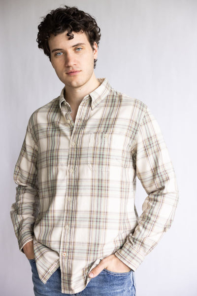 Weatherproof Vintage Burnout Flannel Shirt for Men in Angora