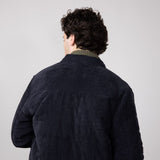 Weatherproof Vintage Quilted Corduroy Puffer Jacket for Men in Moonless Night