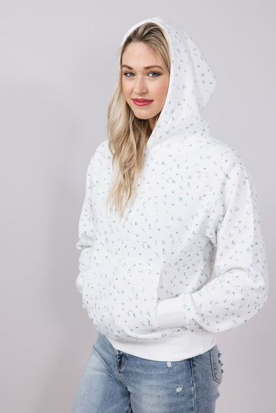 1897 Active All Over Floral & Bows Print Hoodie for Women in Ivory