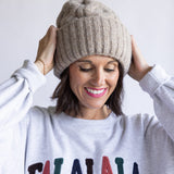 1897 Active Falalala Patch Embroidered Fleece Sweatshirt for Women in Ice Grey