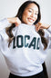 1897 Active Local Chenille Patched Fleece Crewneck for Women in Ice Grey
