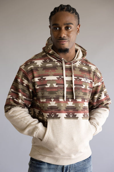 Ariat Color Block Hoodie for Men in Oatmeal
