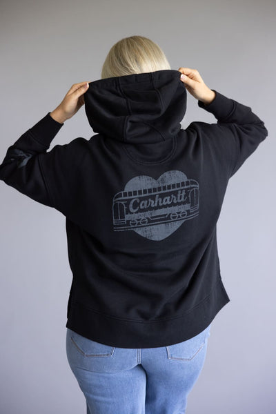 Carhartt Oversized Midweight Heart Graphic Hoodie for Women in Black