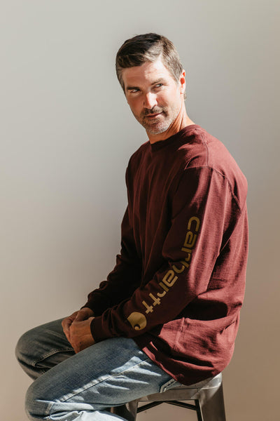 Carhartt Loose Heavyweight Long Sleeve T-Shirt for Men in Dark Brown | K231-PRT