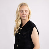Elan Cap Sleeve Cardigan for Women in Black