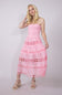 Eyelet Lace Strapless Midi Dress for Women in Pink