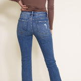 Flying Monkey Mid-Rise Destructed Hem Crop Bootcut Jeans for Women