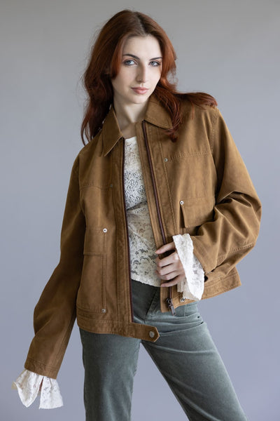 Free People We The Free Blair Vegan Suede Jacket for Women in Caramel Cafe