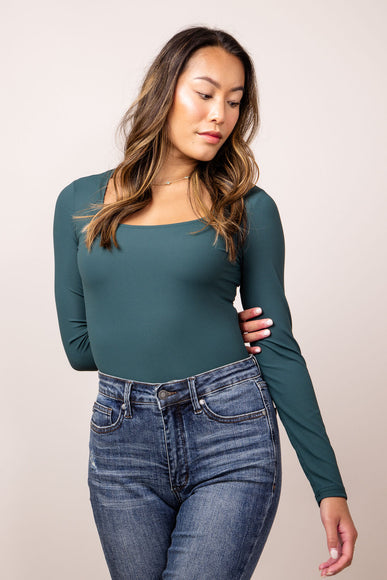 Long Sleeve Bodysuit for Women in Dark Green