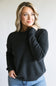 Drop Shoulder Waffle Sweater for Women in Heather Charcoal