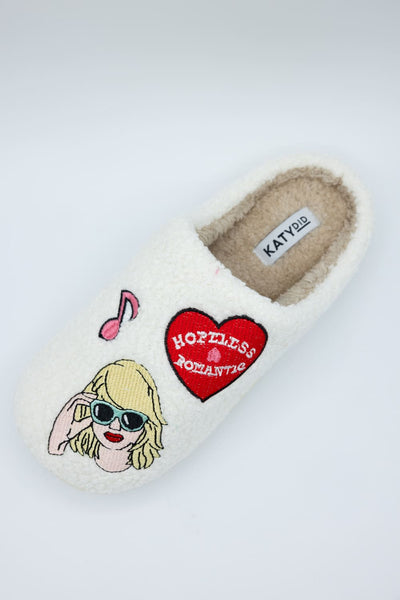 In My Cozy Era Patch Slippers for Women in White