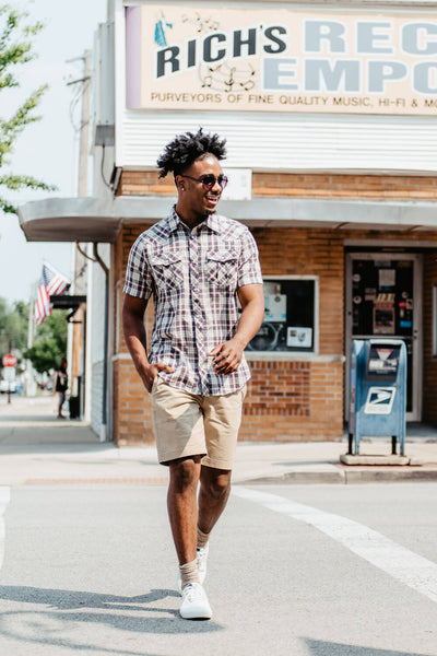 Plaid Button Up Shirt for Men in Cloud Cream