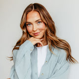 ACOA Clothing Oversized Gauze Boyfriend Shirt for Women in Blue