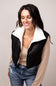 Love Tree Cropped Reversible Puffer Vest for Women in Black/White