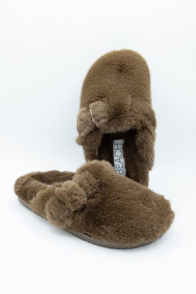 Beach by Matisse Portland Fuzzy Slippers for Women in Taupe
