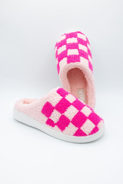Checker Slippers for Women in Pink