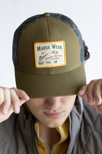 Marsh Wear Sportsman Trucker Hat for Men in Olive Green