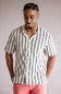 Textured Woven Button Up Shirt for Men in Cream/Black