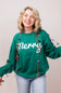1897 Active Merry Patch Embroidered Fleece Sweatshirt for Women in Kelly Green