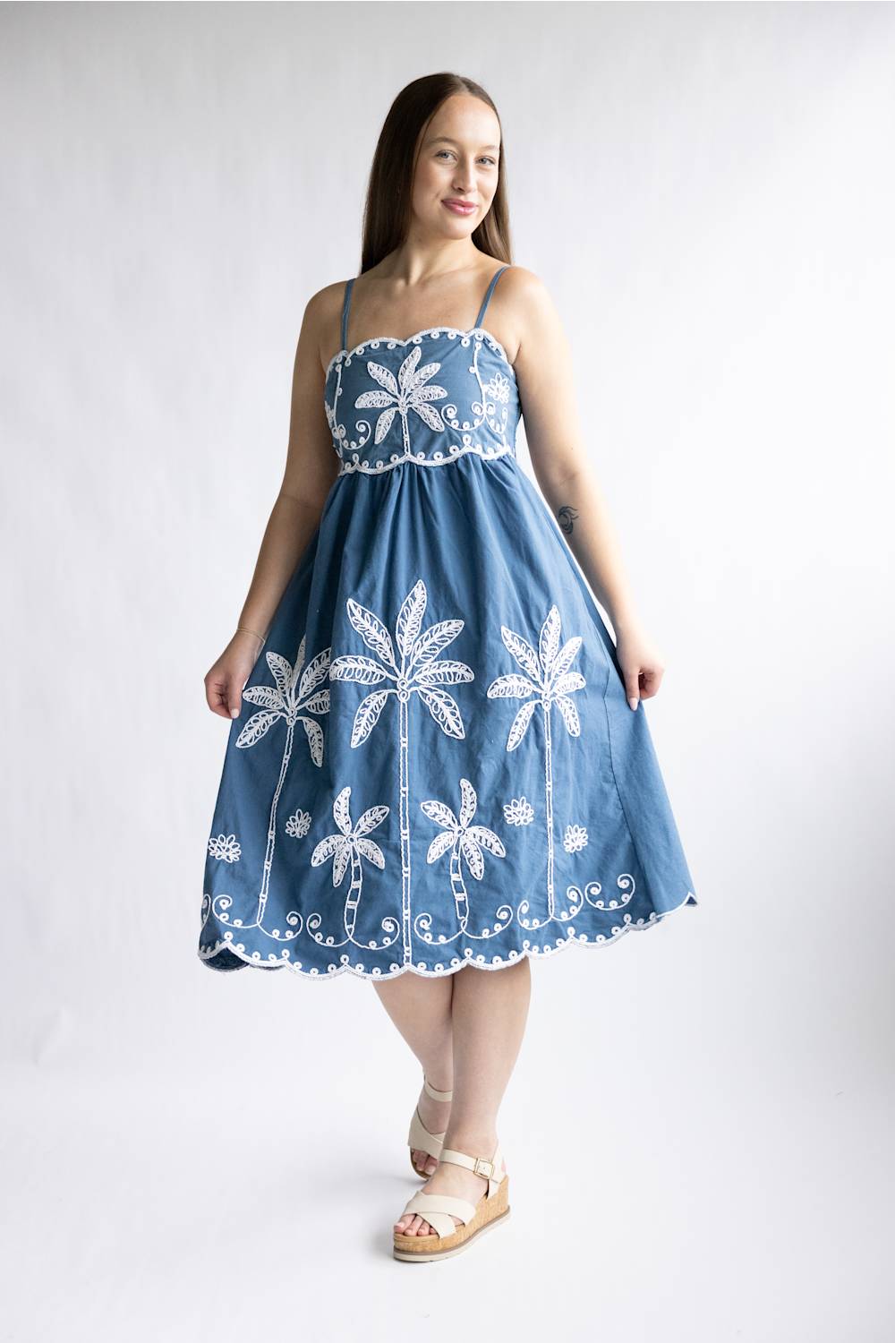 Navy Embroidered Dress by Simply Southern M